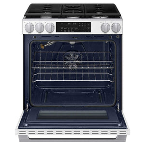 Cuisinière au gaz encastrable 30 po, 6,0 pi³ Verre blanc avec Convection véritable et Air Fry - Série Bespoke