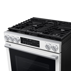 Cuisinière au gaz encastrable 30 po, 6,0 pi³ Verre blanc avec Convection véritable et Air Fry - Série Bespoke