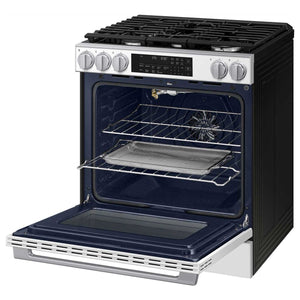 Cuisinière au gaz encastrable 30 po, 6,0 pi³ Verre blanc avec Convection véritable et Air Fry - Série Bespoke