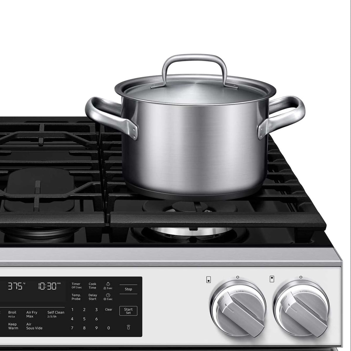 Cuisinière au gaz encastrable 30 po, 6,0 pi³ Verre blanc avec Convection véritable et Air Fry - Série Bespoke