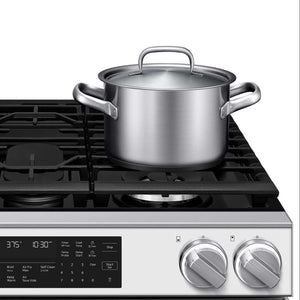 Cuisinière au gaz encastrable 30 po, 6,0 pi³ Verre blanc avec Convection véritable et Air Fry - Série Bespoke