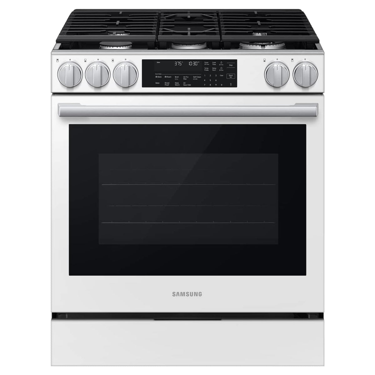 Cuisinière au gaz encastrable 30 po, 6,0 pi³ Verre blanc avec Convection véritable et Air Fry - Série Bespoke
