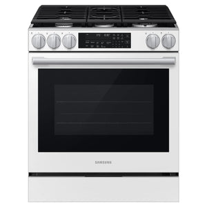 Cuisinière au gaz encastrable 30 po, 6,0 pi³ Verre blanc avec Convection véritable et Air Fry - Série Bespoke