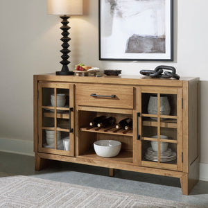 Buffet en bois brun clair avec 2 portes et 1 tiroir - Sherbana