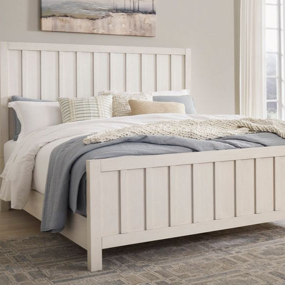 Lit grand complet en bois beige - Shaybrock