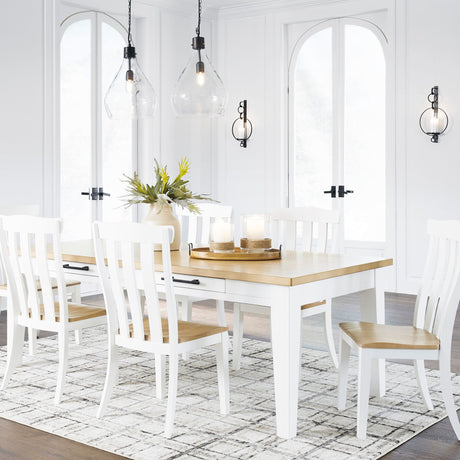 Ensemble de salle à manger avec 6 chaises en bois bicolore - Ashbryn