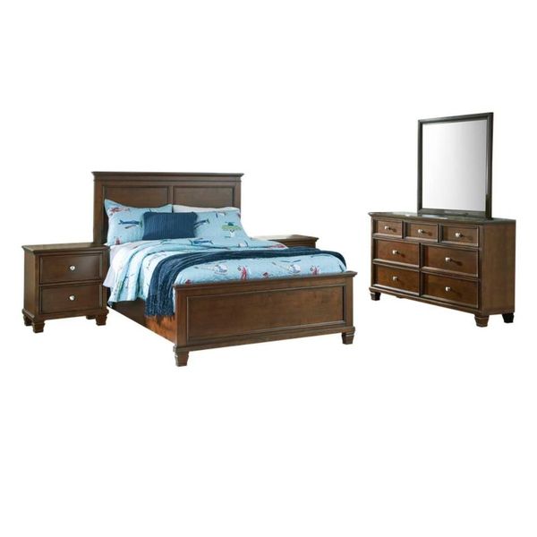 Ensemble de mobilier de chambre 5 pièces avec un lit double brun - Danabrin