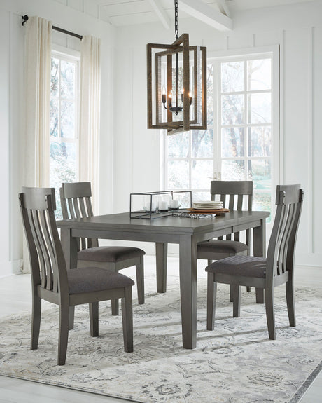 Ensemble de salle à manger en bois et tissu gris avec 4 chaises - Hallanden