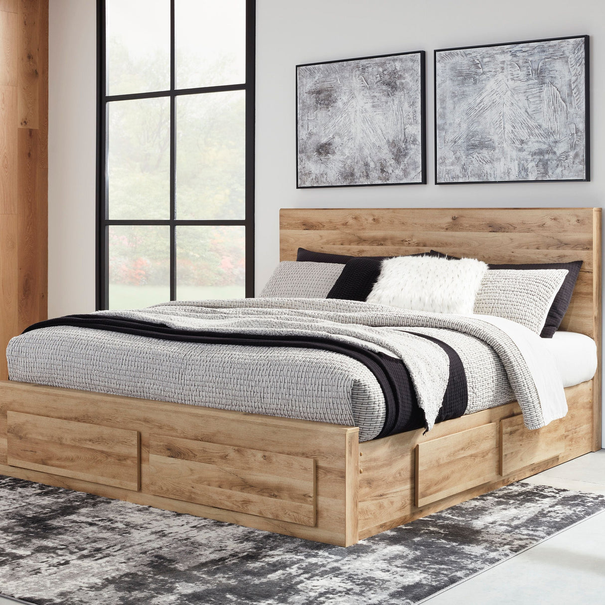 Lit  complet  grand en bois brun avec 4 tiroirs - Hyanna