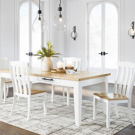 Ensemble de salle à manger en bois brun blanc avec 4 chaises - Ashbryn