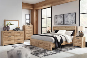 Lit  complet grand en bois brun avec 2 tiroirs - Hyanna