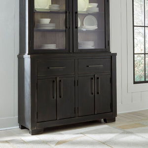 Buffet en bois noir avec 4 portes et 2 tiroirs - Galliden