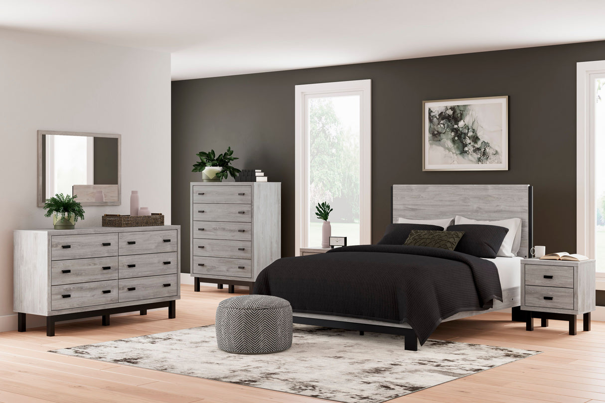 Ensemble de mobilier de chambre avec lit grand en bois gris - Vessalli