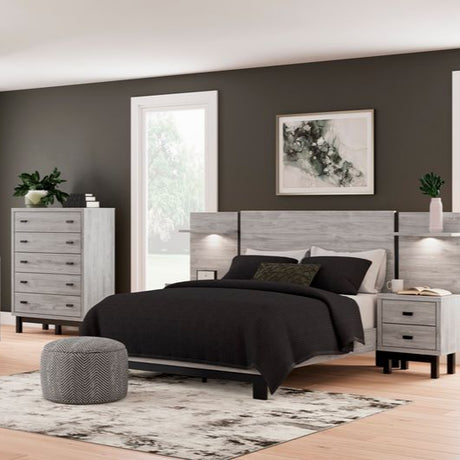 Ensemble de mobilier de chambre avec lit grand en bois gris - Vessalli