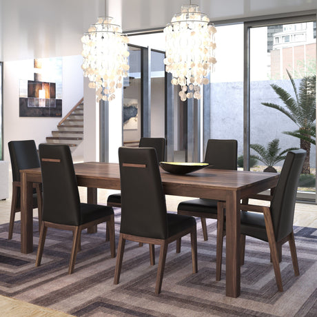 Ensemble de salle à manger avec 6 chaises aspect cuir noir - Condo
