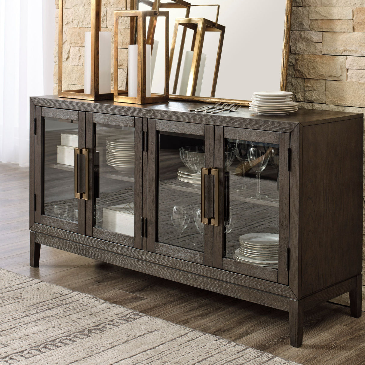 Buffet en bois brun foncé 4 portes - Burkhaus
