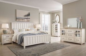 Lit grand complet en bois beige - Shaybrock