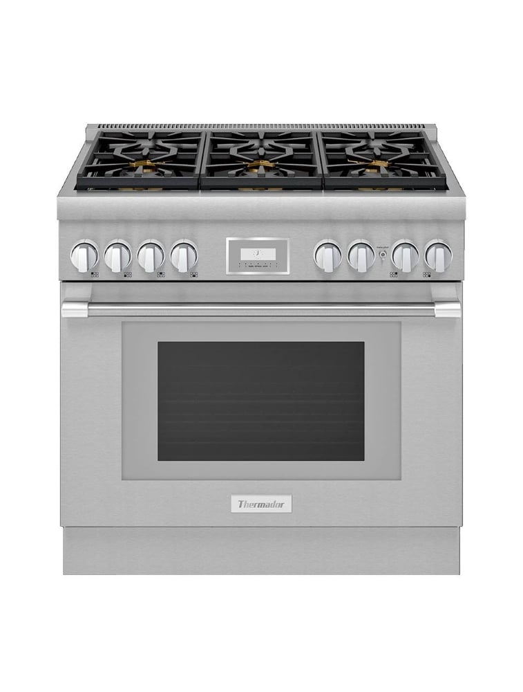 Cuisinière à gaz autoportante 36 po. 5,1 pi³ avec convection Thermador PRG366WH