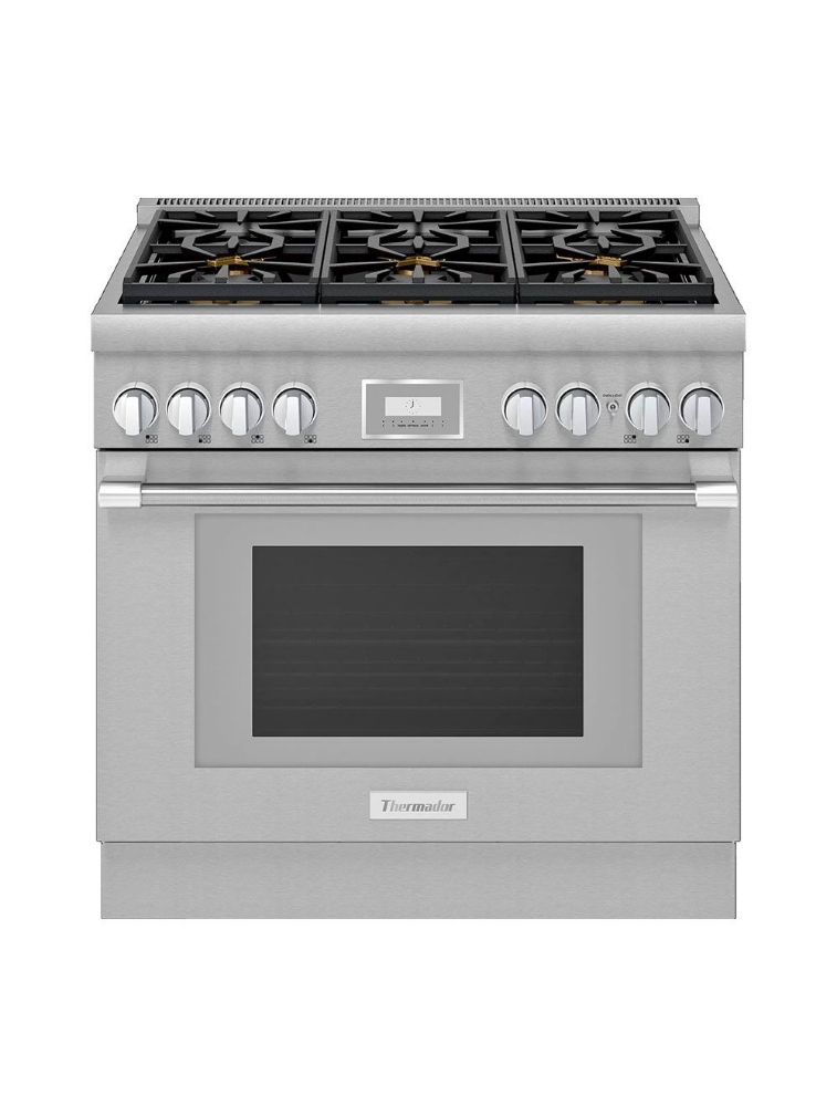 Cuisinière au gaz autoportante 36 po. 5,1 pi³ avec convection Thermador PRG366WH