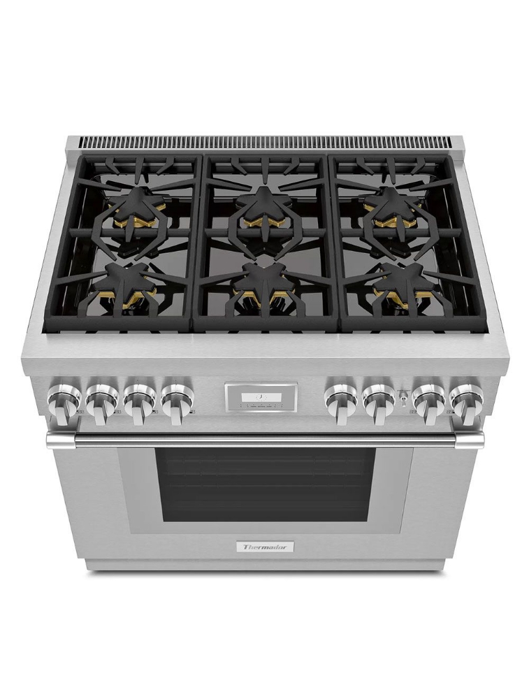 Cuisinière à gaz autoportante 36 po. 5,1 pi³ avec convection Thermador PRG366WH