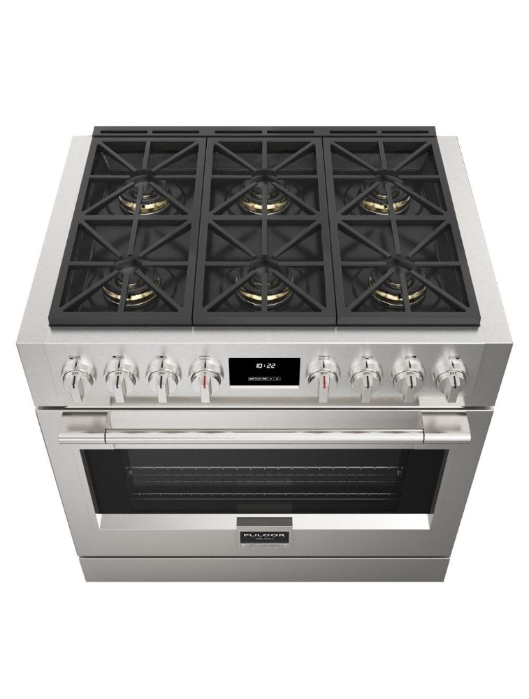 Cuisinière à gaz autoportante 36 po. 5,7 pi³ avec convection Fulgor Milano F6PGR366S2