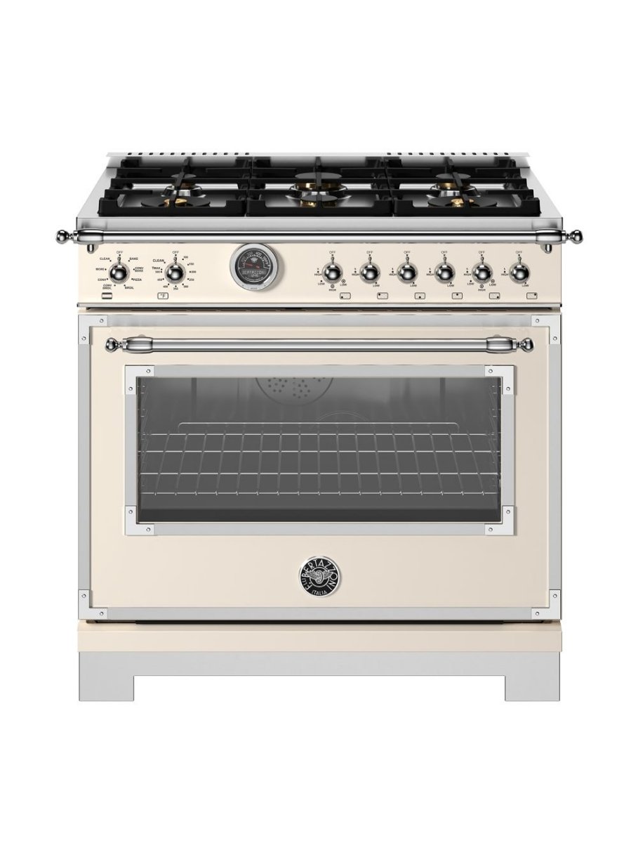 Cuisinière biénergie autoportante 36 po. 5,7 pi³ avec 6 brûleurs Bertazzoni HER366BCFEPAVT