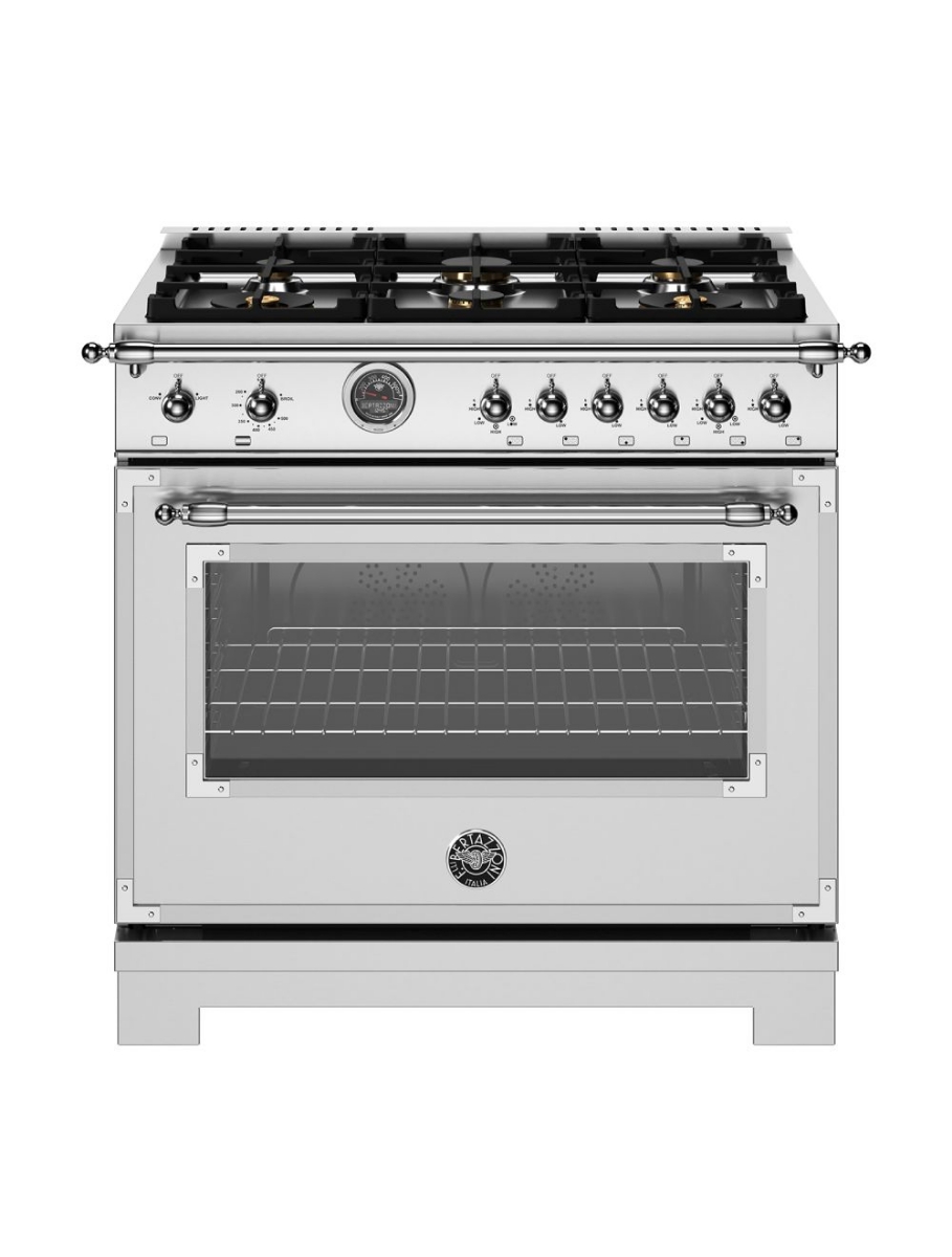 Cuisinière au gaz autoportante 36 po. 5,9 pi³ avec 6 brûleurs Bertazzoni HER366BCFGMXT