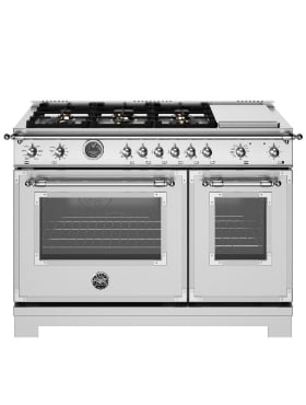 Cuisinière biénergie autoportante 48 po. avec 6 brûleurs Bertazzoni HER486BTFEPXT