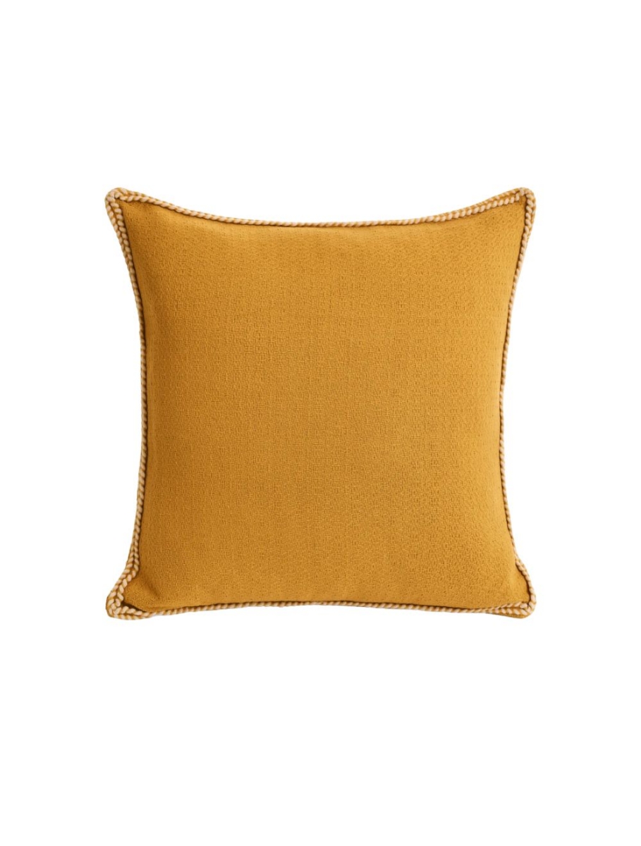 Coussin 20 x 20 po. en coton jaune surpiqué Bovi Home 1430059