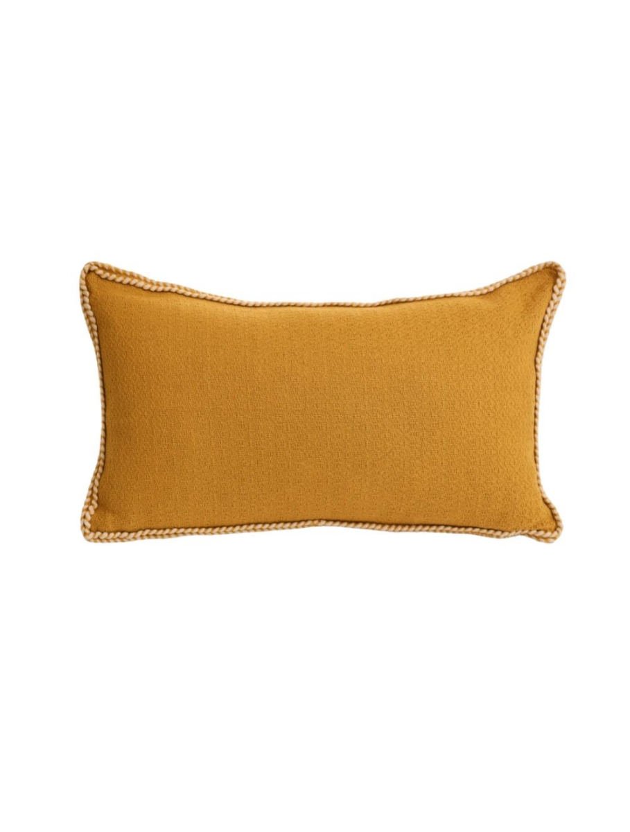 Coussin 12 x 22 po. en coton jaune surpiqué Bovi Home 1430060