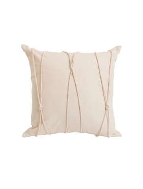 Coussin 18 x 18 po. en coton beige avec de la corde Bovi Home 1540096