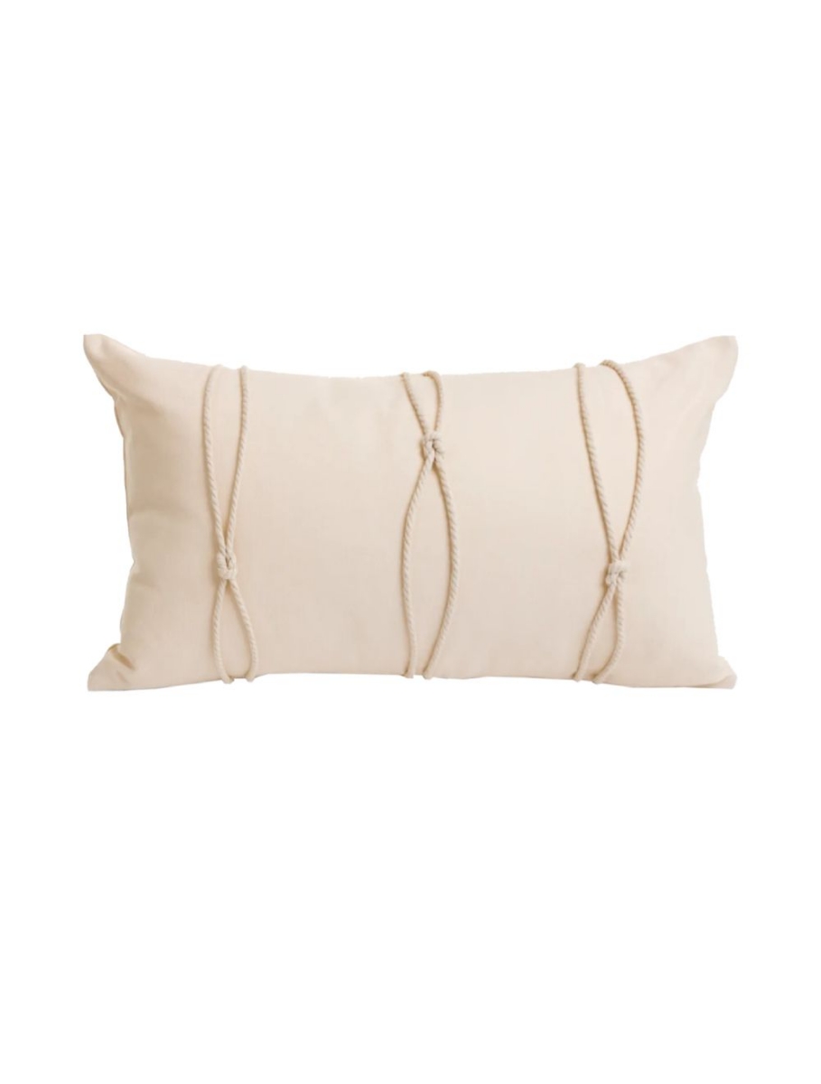 Coussin 12 x 22 po. en coton beige avec de la corde Bovi Home 1540097