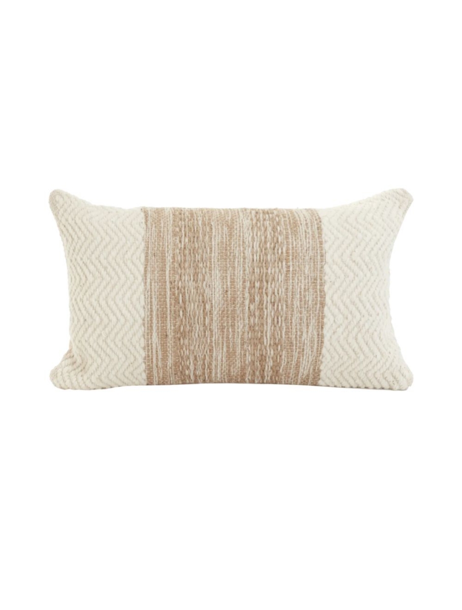 Coussin Kyran 12 x 22 po. blanc et naturel Bovi Home B7670041