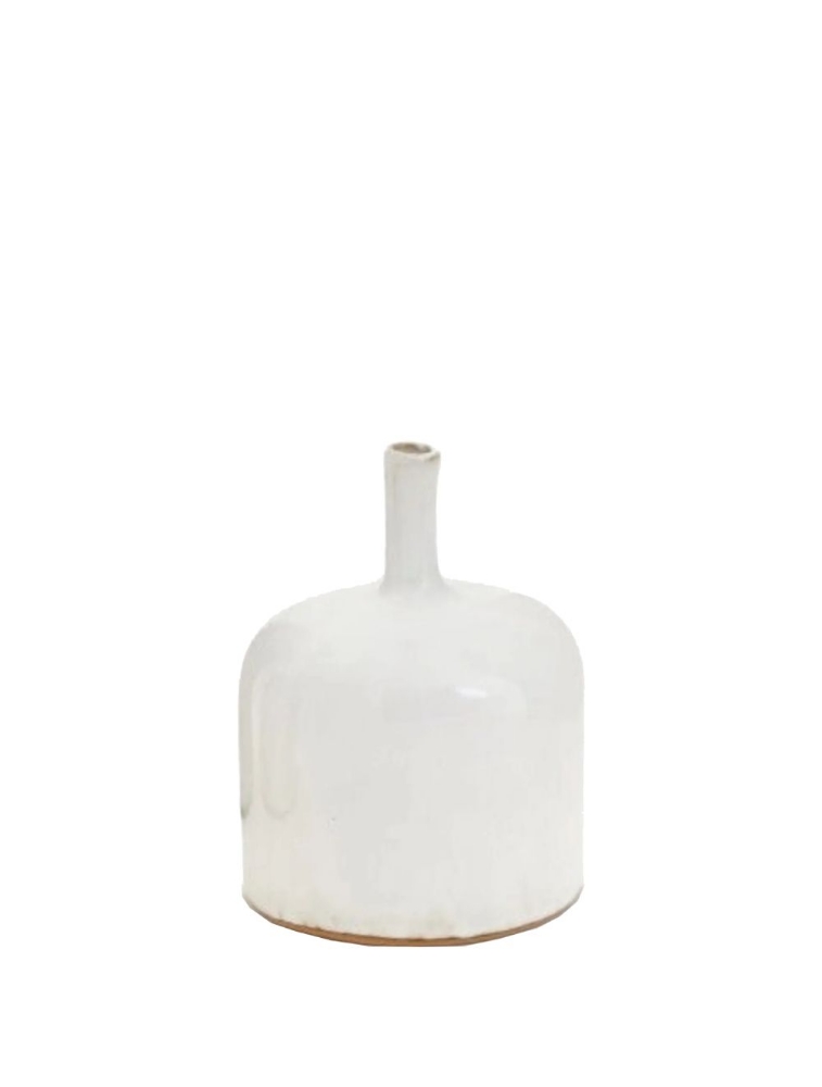 Vase en céramique blanche 4.9 x 6.3 po. avec accents Bovi Home 8360055