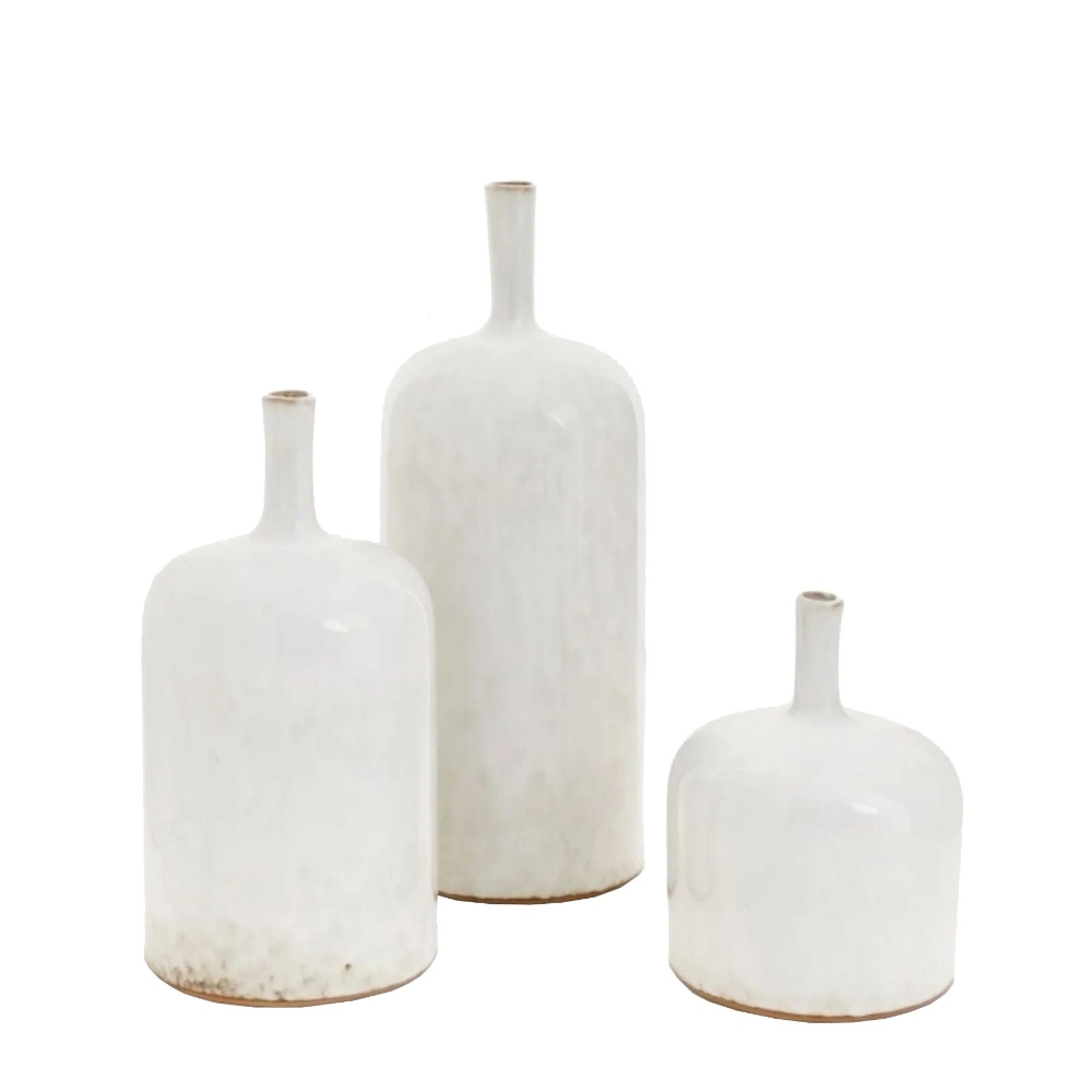 Vase en céramique blanche 4.9 x 6.3 po. avec accents Bovi Home 8360055