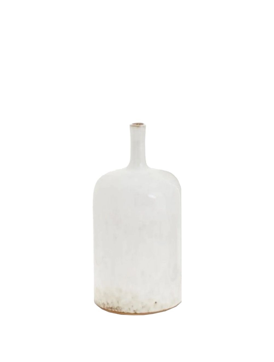 Vase en céramique blanche 4.9 x 9.5 po. avec accents Bovi Home 8360054