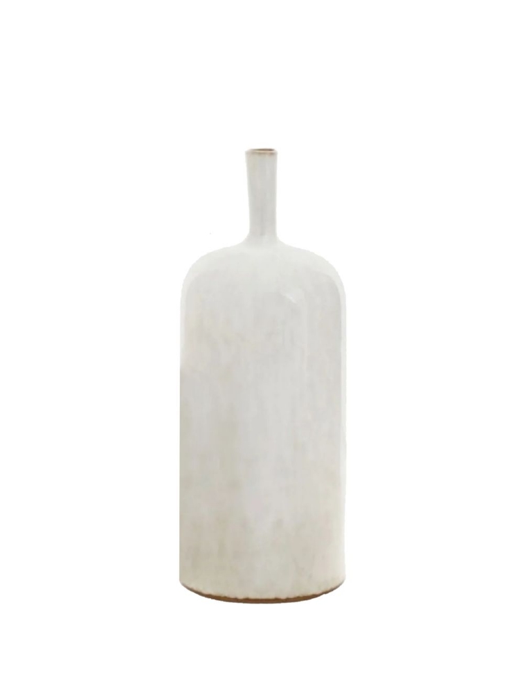 Vase en céramique blanche 4.9 x 12.5 po. avec accents Bovi Home 8360053